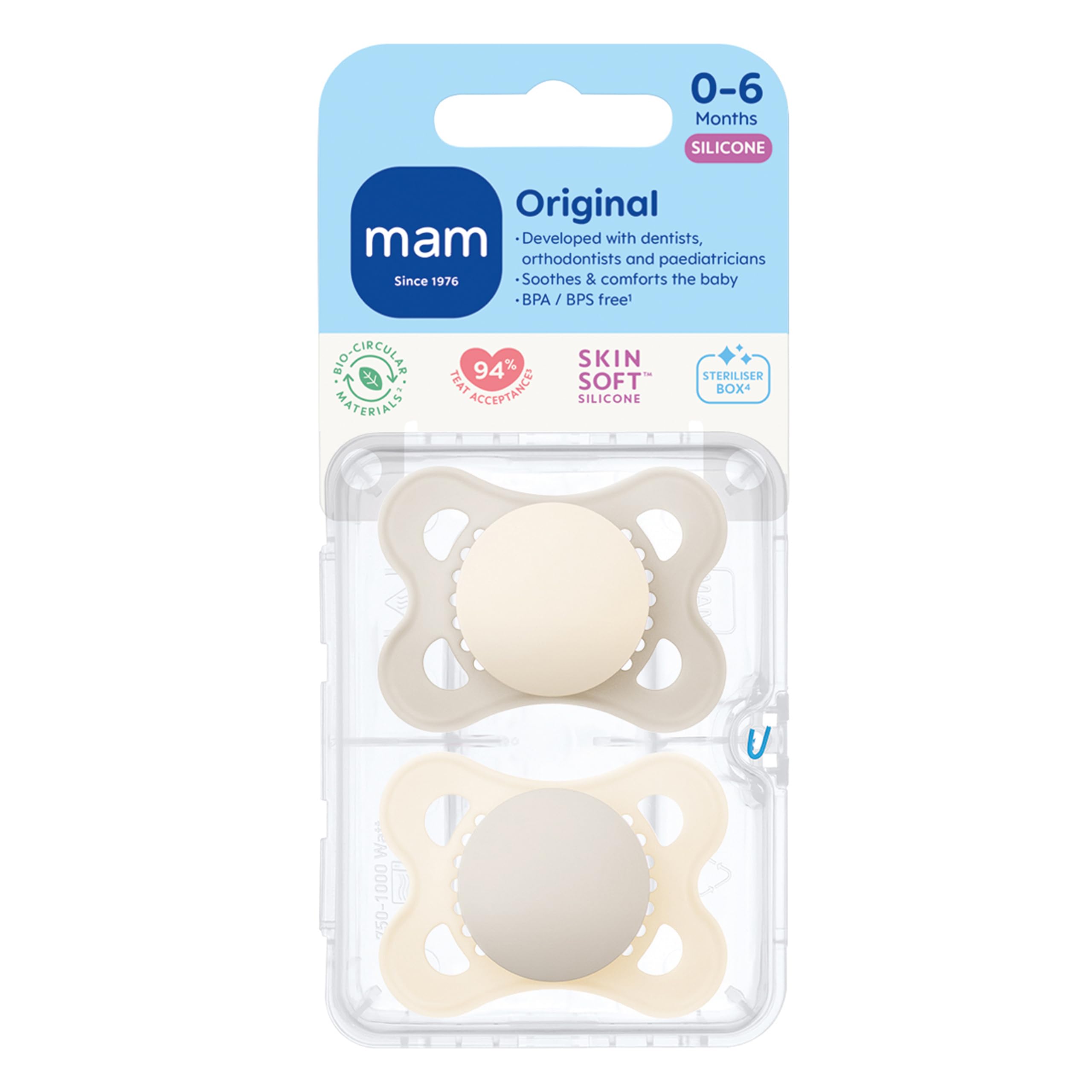 MAM Original Soothers, Plain Stone, 2 Pack - Image 2