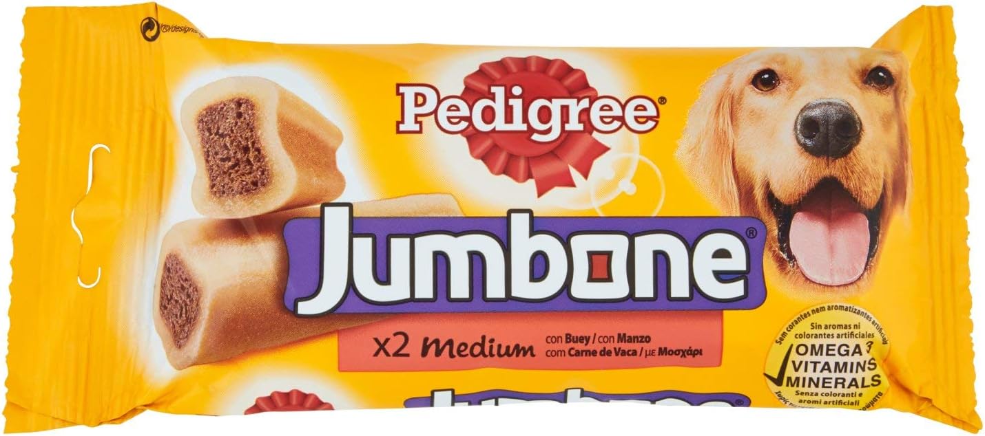 Pedigree Jumbone Medium 2 Beef Chews, 200g