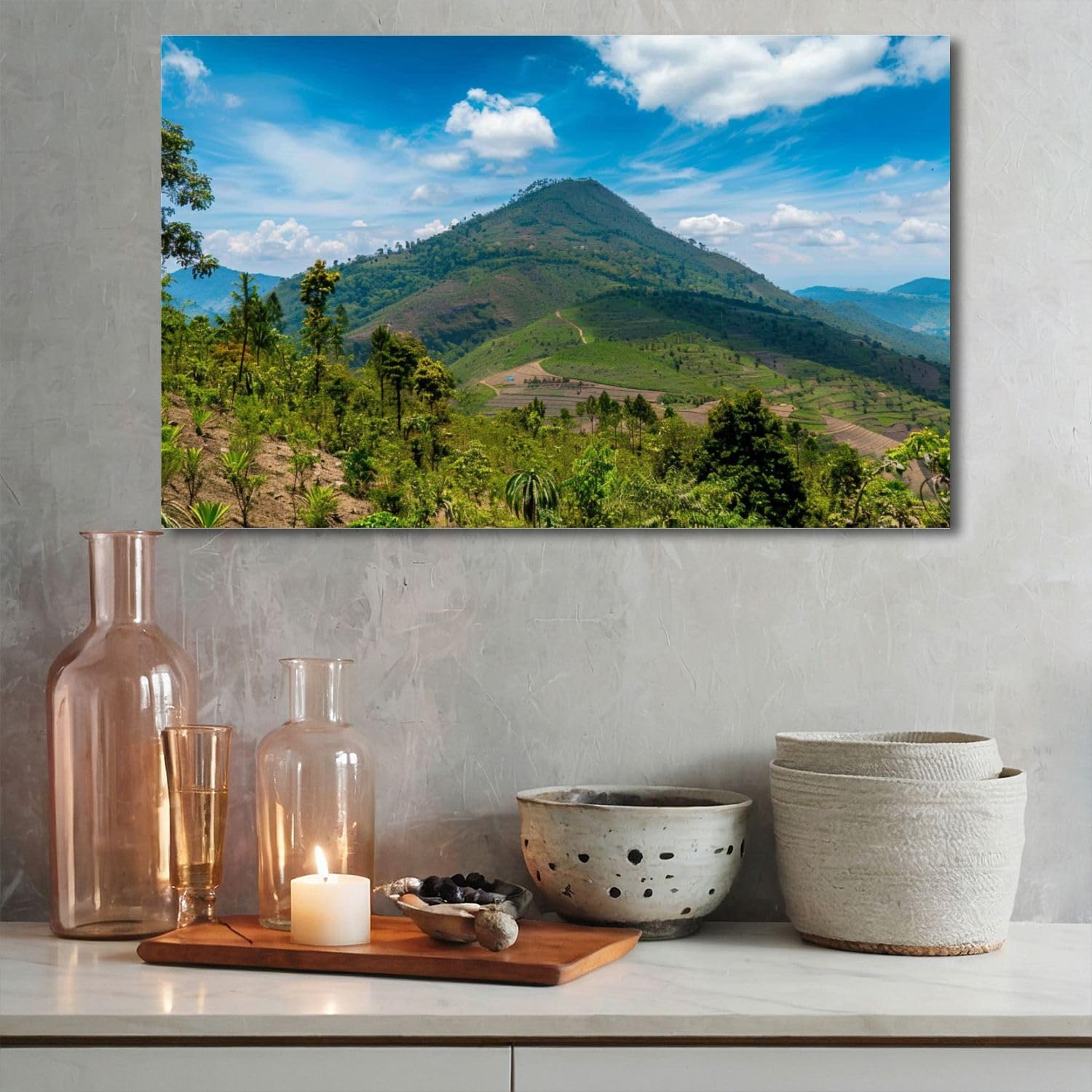 Montanari Papagallo 油彩画 50x70 cm Amazon.com: Canvas Wall Art mountain landscape volcano jalapa
