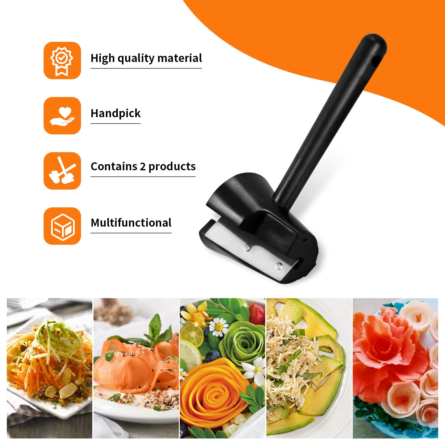 Krajalnica spiralna w kształcie wałka do kwiatów, spirala do marchewki, warzyw – krajalnica spiralna do owoców i warzyw, spiralny lejek do kwiatów, krajalnica kuchenna do marchewki, ogórka, 2 sztuki