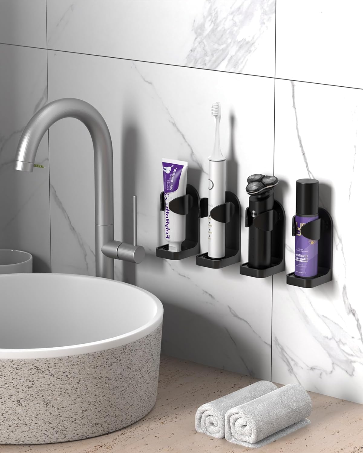 Adjustable Electric Shaver Holder Wall Mount 2-Pack Razor Holder