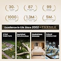 Vista 8 de THXSILK Edredón de seda de morera para todas las estaciones, 100% grado 7A, ropa de cama de seda larga natural, carcasa de algodón puro (blanco)
