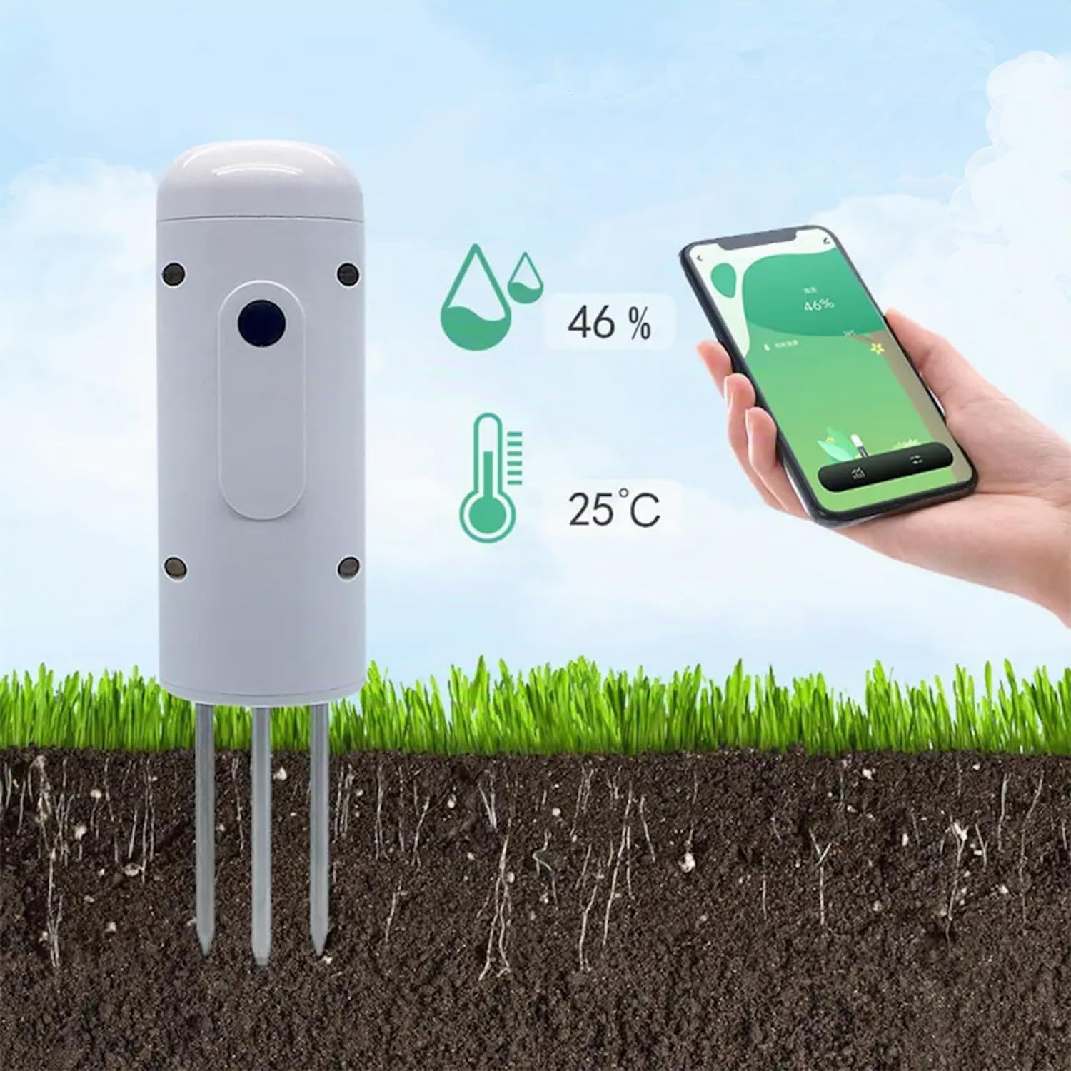Sensore Suolo Umidità e Temperatura terreno wireless Wi-Fi con gateway Zigbee Hub controllo da App Smartphone