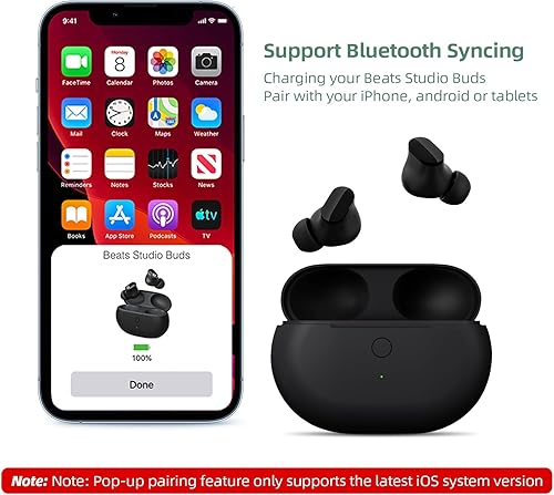 Miniatura 4 de Jinstyles Funda de carga de repuesto compatible con Beats Studio Buds, cargador con botón de sincronización de emparejamiento Bluetooth y batería