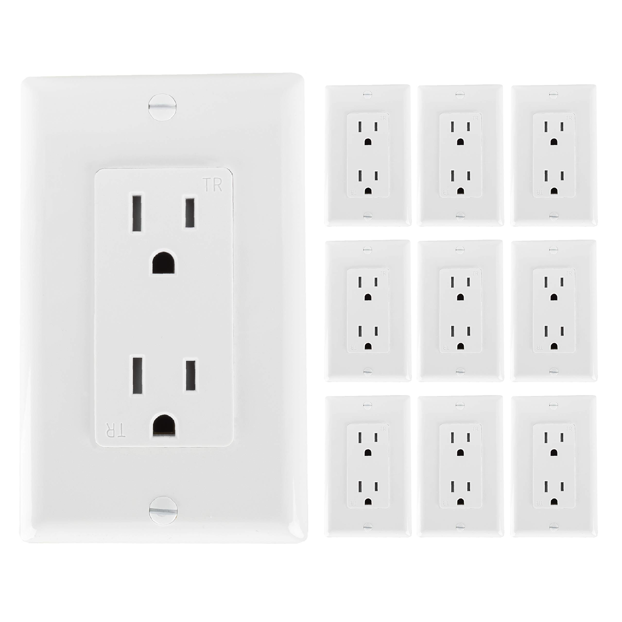 Buy Decorator Receptacle Outlet with Wall Plate, 10 Pack, White