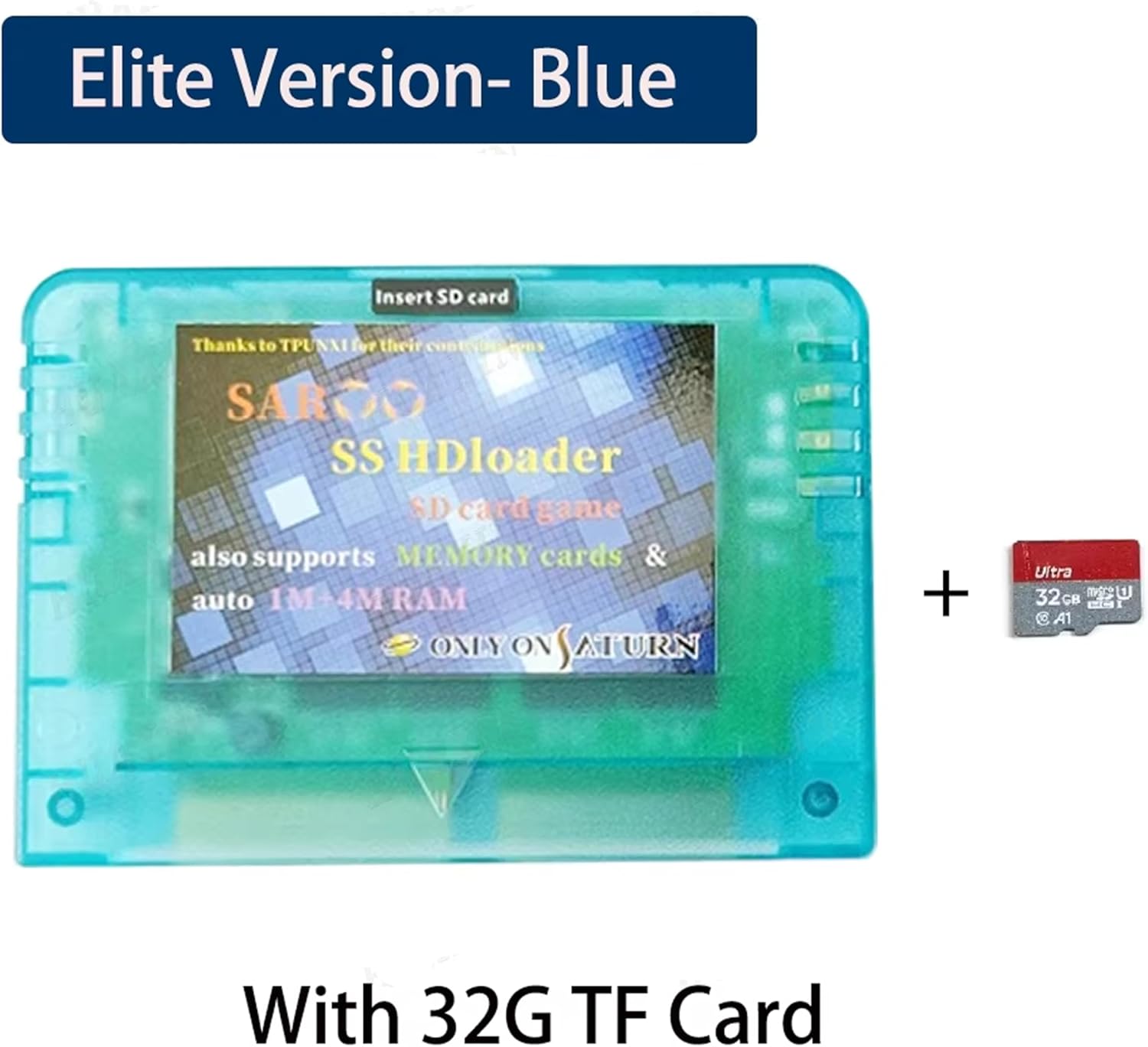 New SAROO SS HDloader Game Reader Cartridge Fast Reading Card Support SD TF Menory Cards Play Games Without CD for Saturn with Beveled Socket(Elite Version 32G)