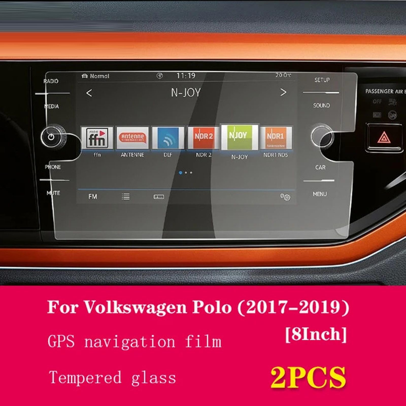 Pellicola Protettiva in Vetro temperato per Console Centrale per Auto, Pellicola Protettiva per VW Polo 2017-2019