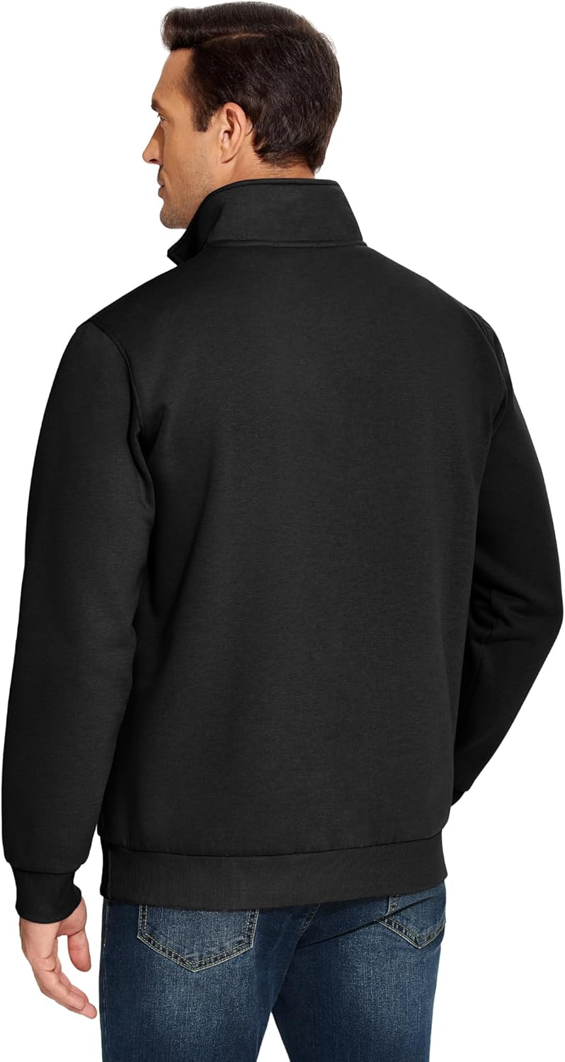 PINSPARK Men's Quarter Zip Pullover Sweatshirts Mock Neck Casual Long Sleeve Fall Winter Warm Fleece Cotton Sweatshirt - Image 2