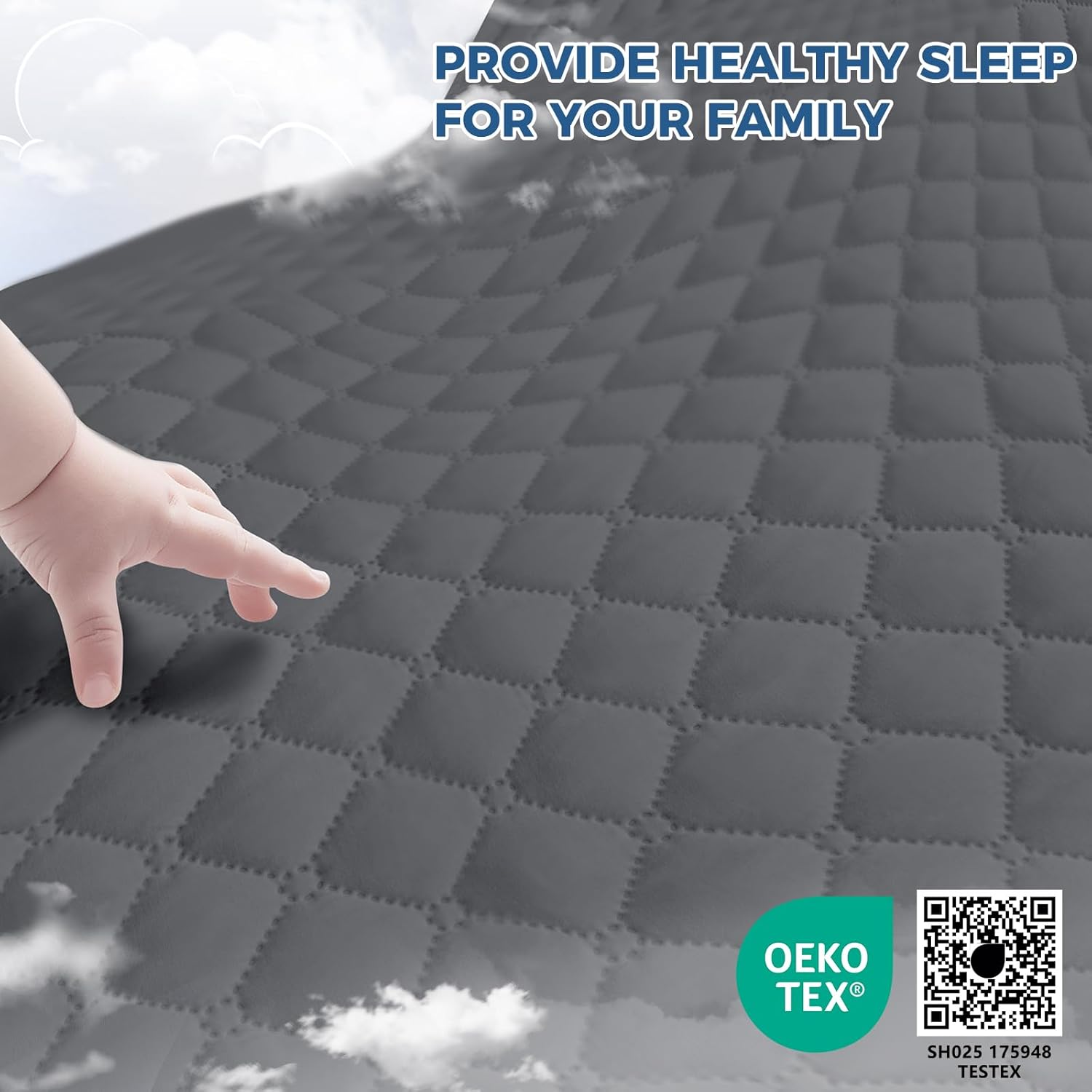 Kayfia Waterproof Mattress Protector, King Size Soft Breathable 3D Air Fabric Mattress Cover, Noiseless Mattress Pad with Deep Pocket 6"-21" Machine Washable, Gray