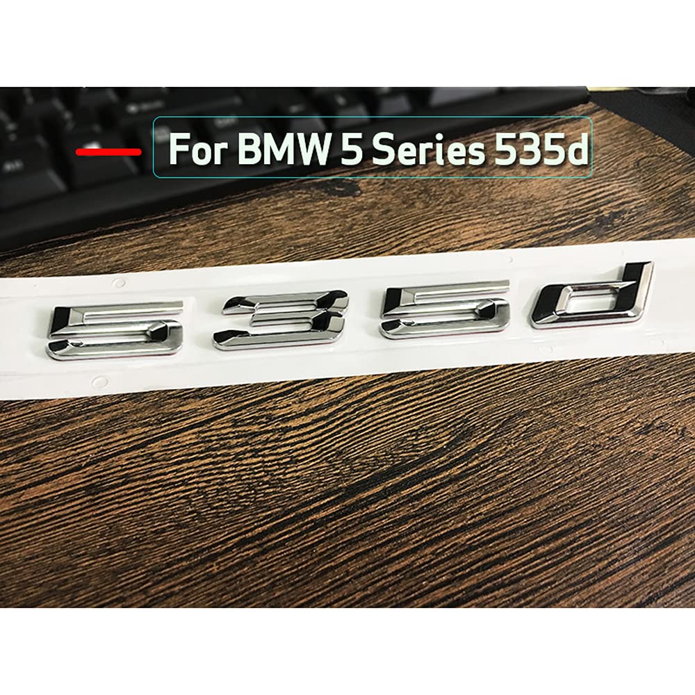 onttoChrome ABS Number Letters Decals fit for BM-W 5 Series 520i 525i 528i 530i 533i 535d 535i 540i 545i 550i Car Badge Emble Sticker Rear Boot Lid Trunk Emble Badge Letters Silver 535d