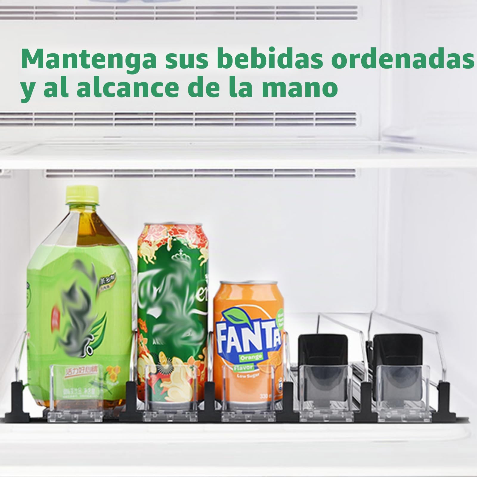 Organizador De Refrigerador Con Dispensador Automático Para Latas De Bebidas - Soporte Con Empujador Automático - Estante Para Cocina