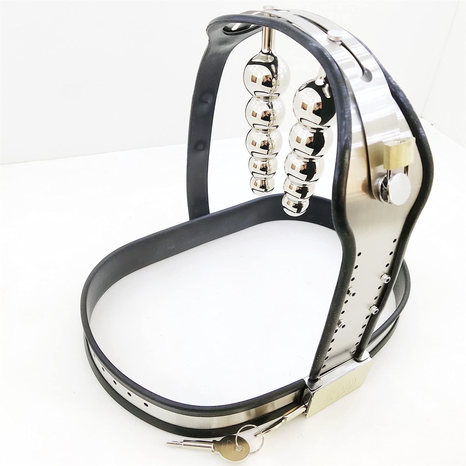 Cintura di Castità per Donne con Spina Vaginale E Plug Anale Cintura di Castità in Acciaio Inossidabile Giocattoli del Sesso Set Panty di Castità SM Bondage Fetish Party Sex Toys,Nero,80/90cm