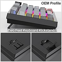 Vista 6 de Fogruaden Teclado mecánico con cable al 75%, montaje de junta intercambiable en caliente con interruptor rojo, retroiluminación RGB de 82 teclas
