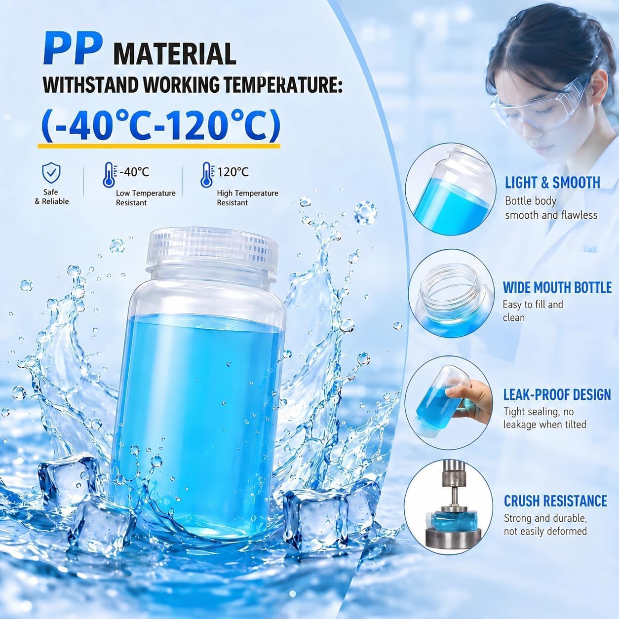 1 oz Wide Mouth Lab Bottle - Laboratory Grade Portable Clear PP Container, Sealed Leak-proof, Perfect for Water Samples and Pills(5 Pcs) image 4