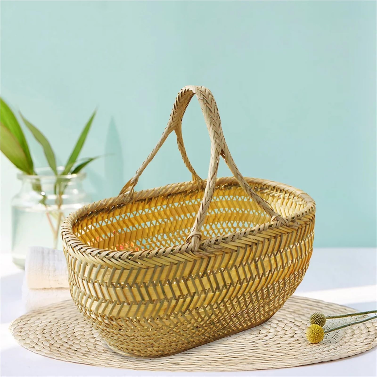 Cestino per Uova, Cestino for la Spesa a Mano, Cestino for Le Uova, portaoggetti for Picnic, con Manico, Snack, Frutta e Verdura