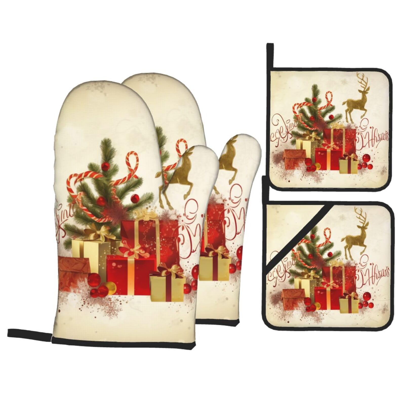 Gants de cuisine anti-chaleur Merry et maniques antidérapantes | Lot de 4 indispensables