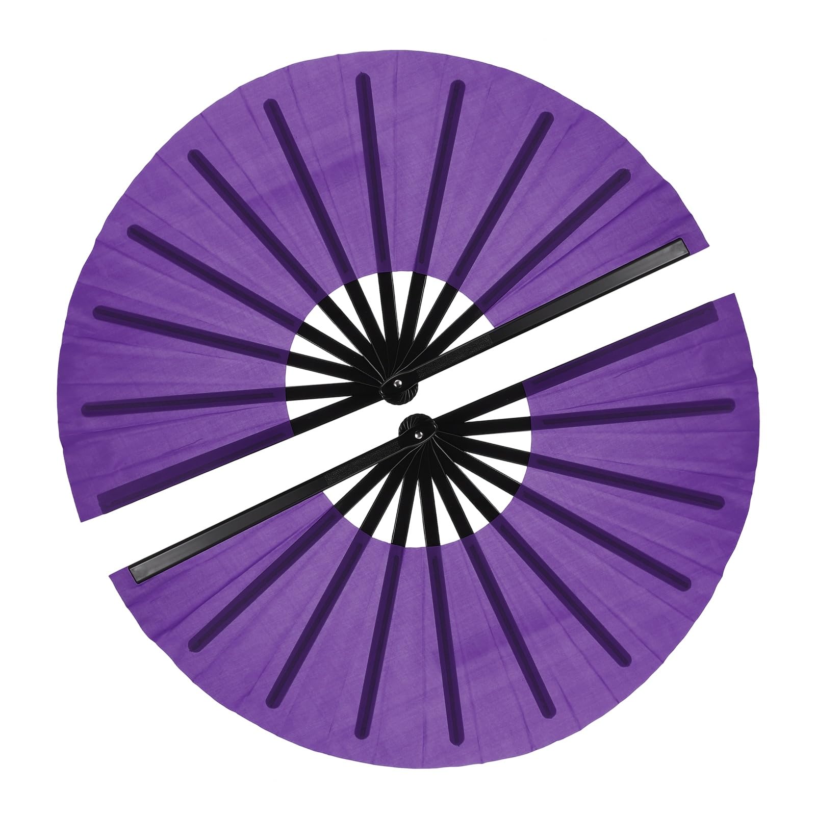 YELARXI Large Folding Fans for Line Dancing, Foldable Decorative Handheld Folding Hand Clacking Fan, 2Pcs&12.6"&Purple/Black -for Women Edm Party Club Performance Dance โ image 1