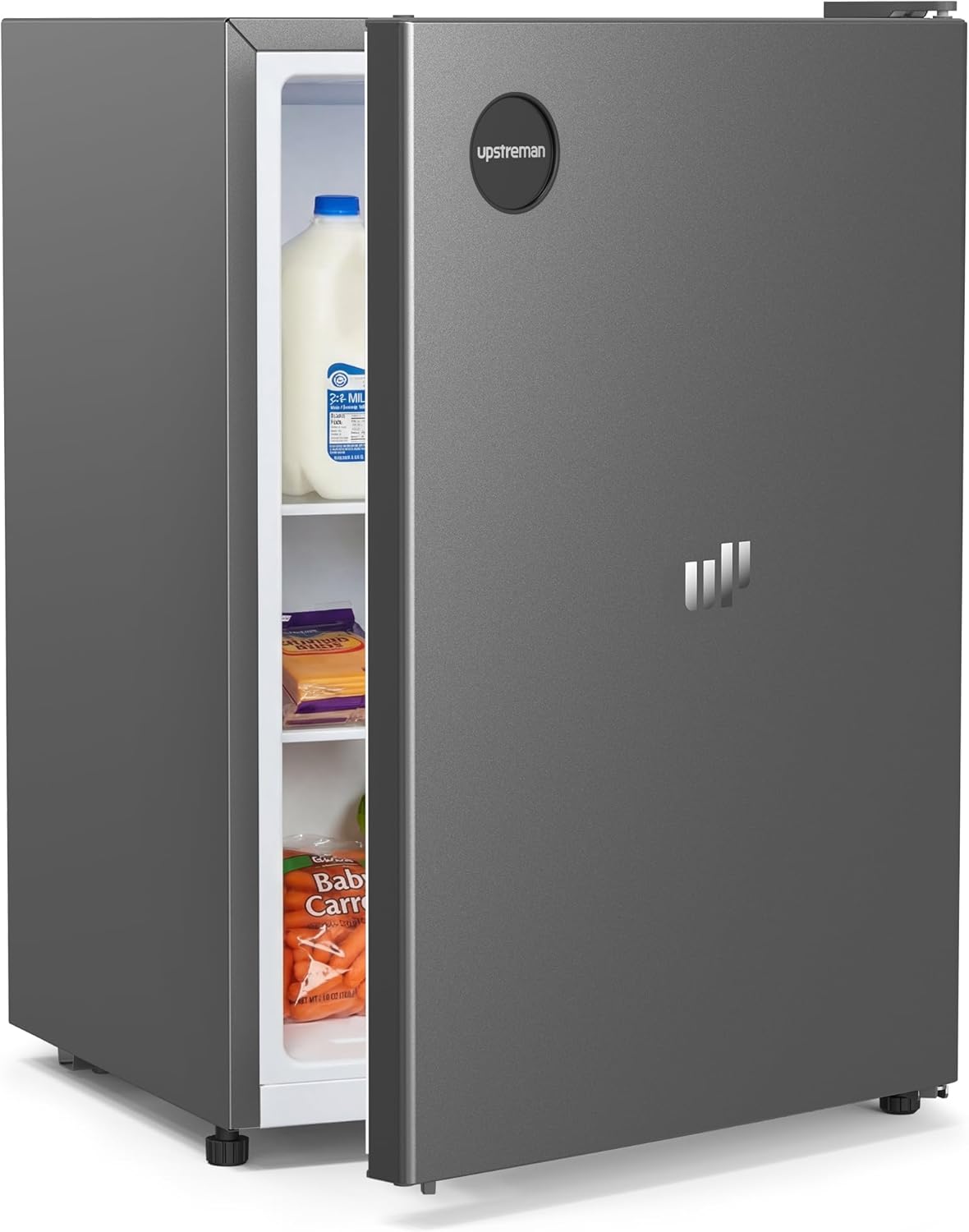 Upstreman 2.5 Cu.Ft All-Refrigerator Mini Fridge, Single Door Small Refrigerator, Dorm Fridge with 7 Adjustable Thermostat, Compact Refrigerator for Office, Bedroom or Dorm, Gray-CR26