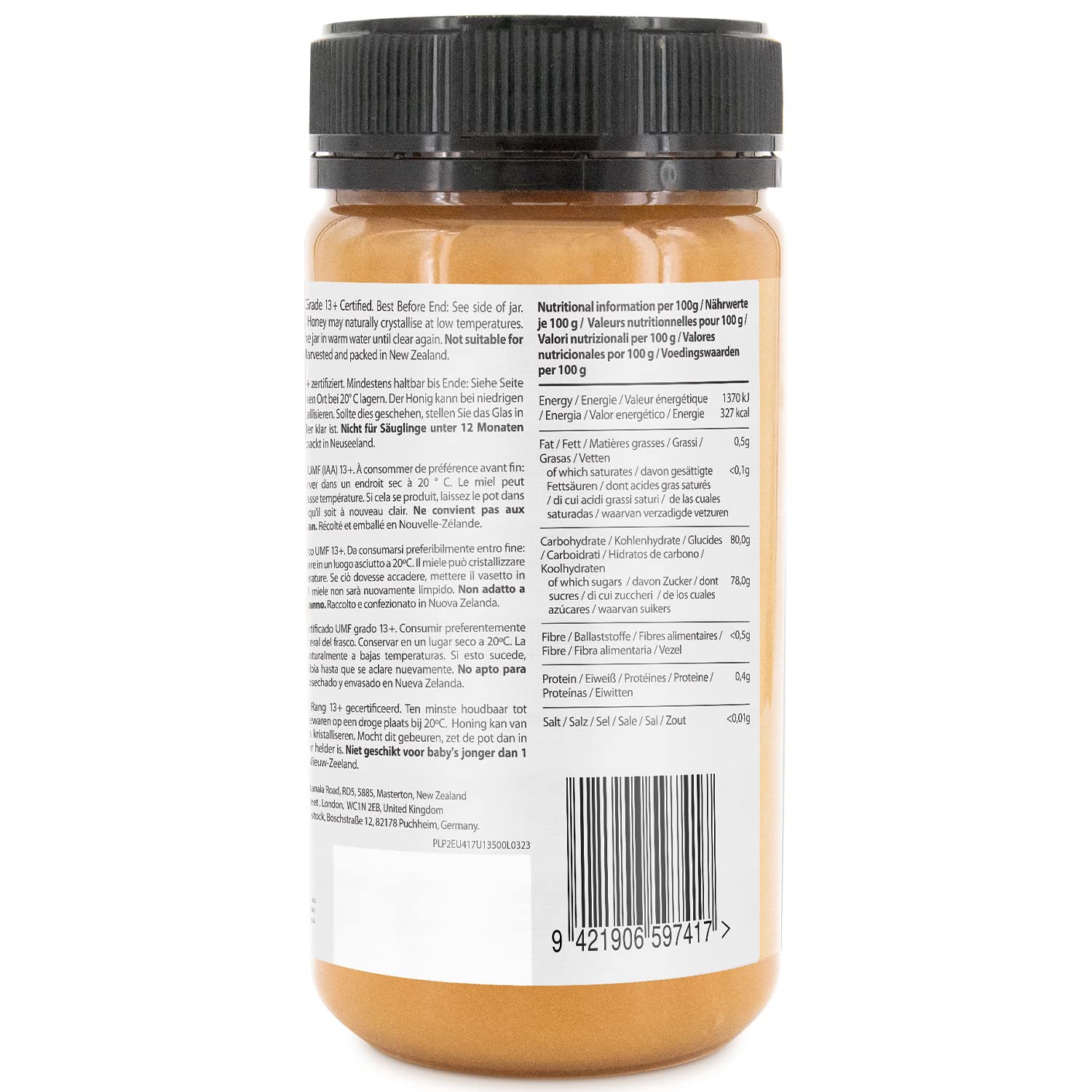 Steens Miele di Manuka - MGO 400+ - Puro Miele Manuka grezzo 100% certificato UMF 13+ - Invasettato e sigillato in Nuova Zelanda - Manuka Honey - 500 g
