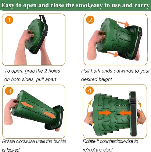 Miniatura 7 de Fishboy Taburete cuadrado plegable mejorado, capacidad máxima de 180 kg, ligero pero resistente, taburete portátil retráctil plegable telescópico