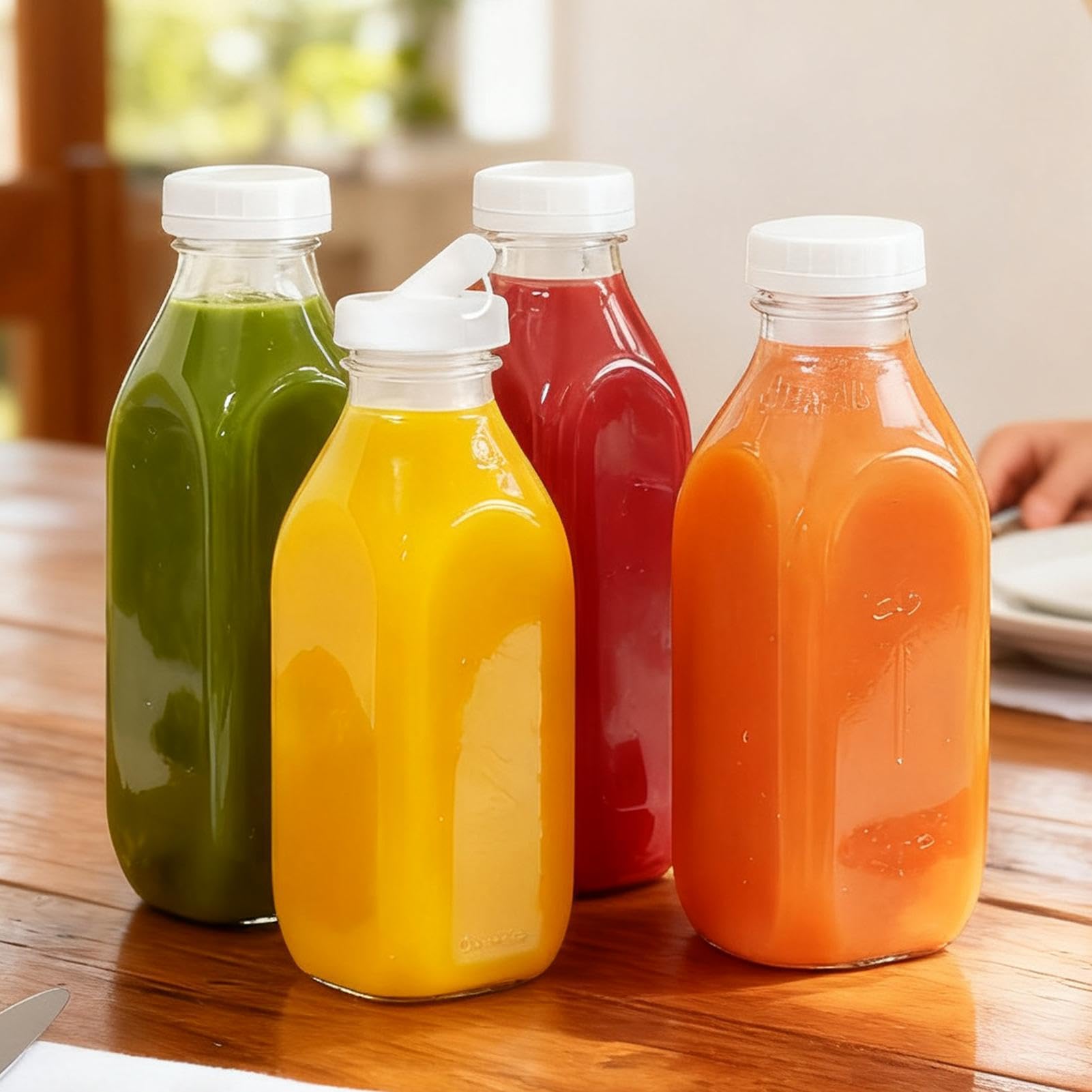 Glasflaschen Für Saft 1 Liter Wiederverwendbare Luftdichte Trinkflasche Mit | Auslaufsicherer Trinkbecher Für Wasser, Milch, Saft, Kühlschrank, Küche, Kochen, Reisen Und