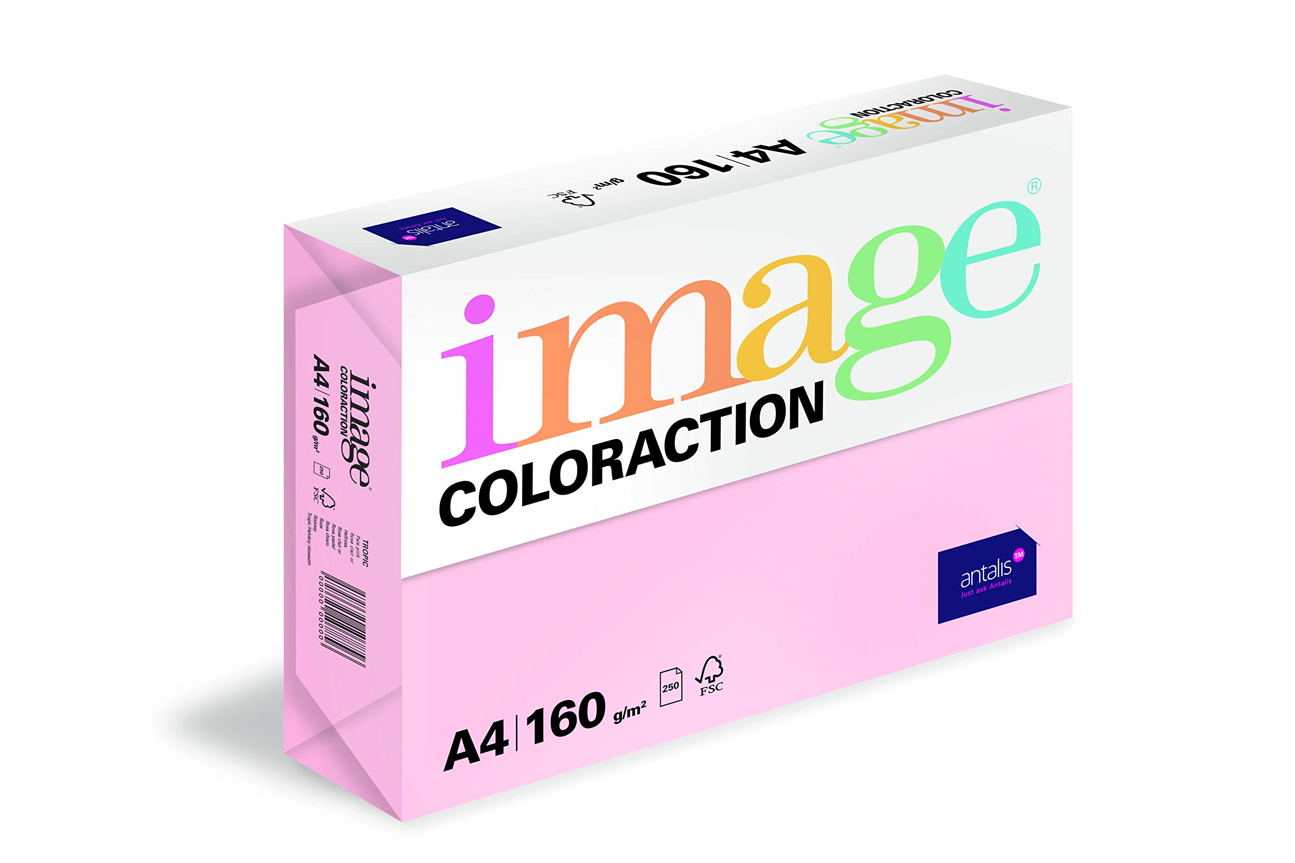 Image Coloraction A4 160gsm Paper/Card - 250 Sheets (1 Pack) Pale Pink (Tropic)