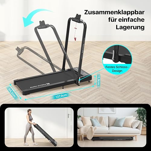 Mobvoi Home 3 en 1 Tapis de Course Pliable avec Plateforme de Marche Inclinable à 6% Tapis de Course de Bureau,2.5 HP, 120 kg, 12 km/h, Portable, sous Le Bureau - 8