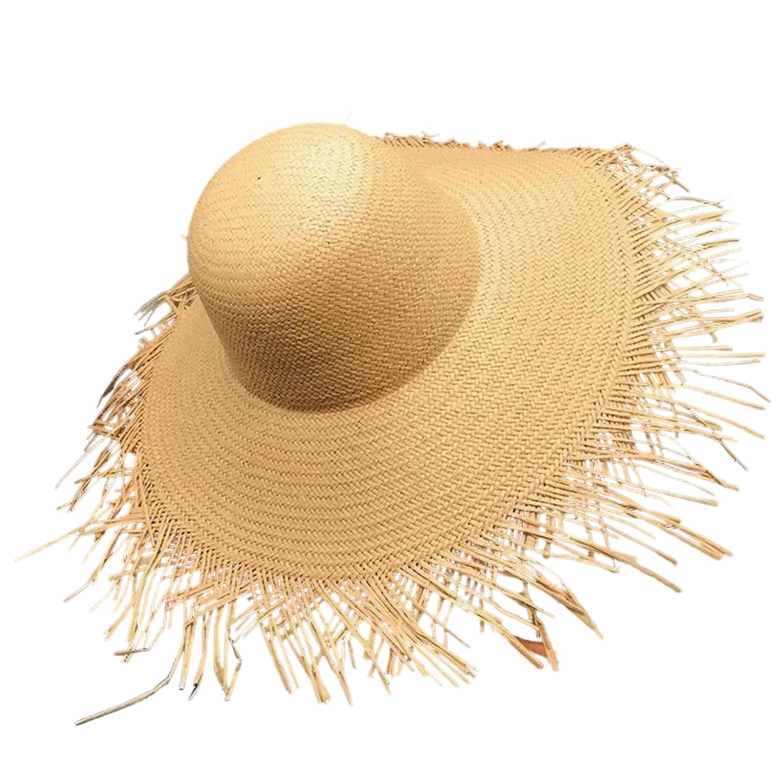 LCUVIMPEX Bucket Hats， Women's Straw Sun Hat Wide Brim Tassel Woven Breathable Lightweight Multicolor 56-58 cm(Khaki)
