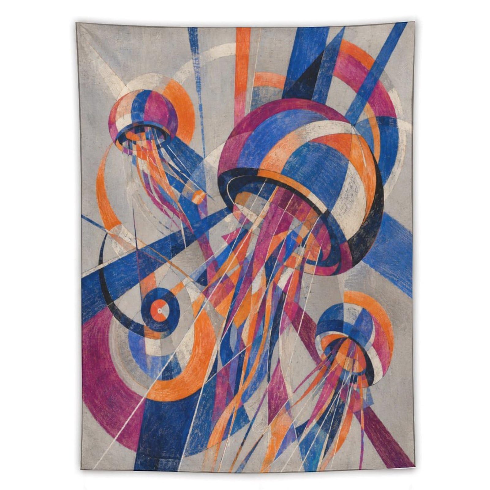 H3B8U2Y5 Abstract Jellyfish Wall Tapestry, Geometric Art Style, Apartment
