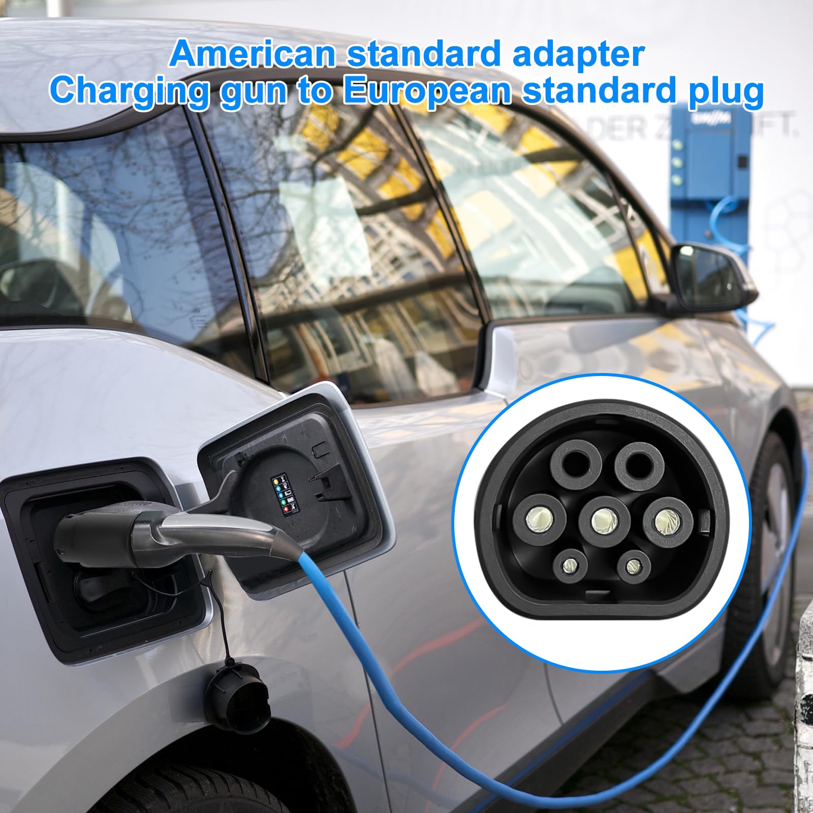 Adaptateur de Type 1 vers Type 2 EV, Adaptateur Convertisseur de Chargeur de Véhicule Électrique Câble de Charge Type 2 vers Type 1 32A Convient pour Les Voitures Standard Européennes