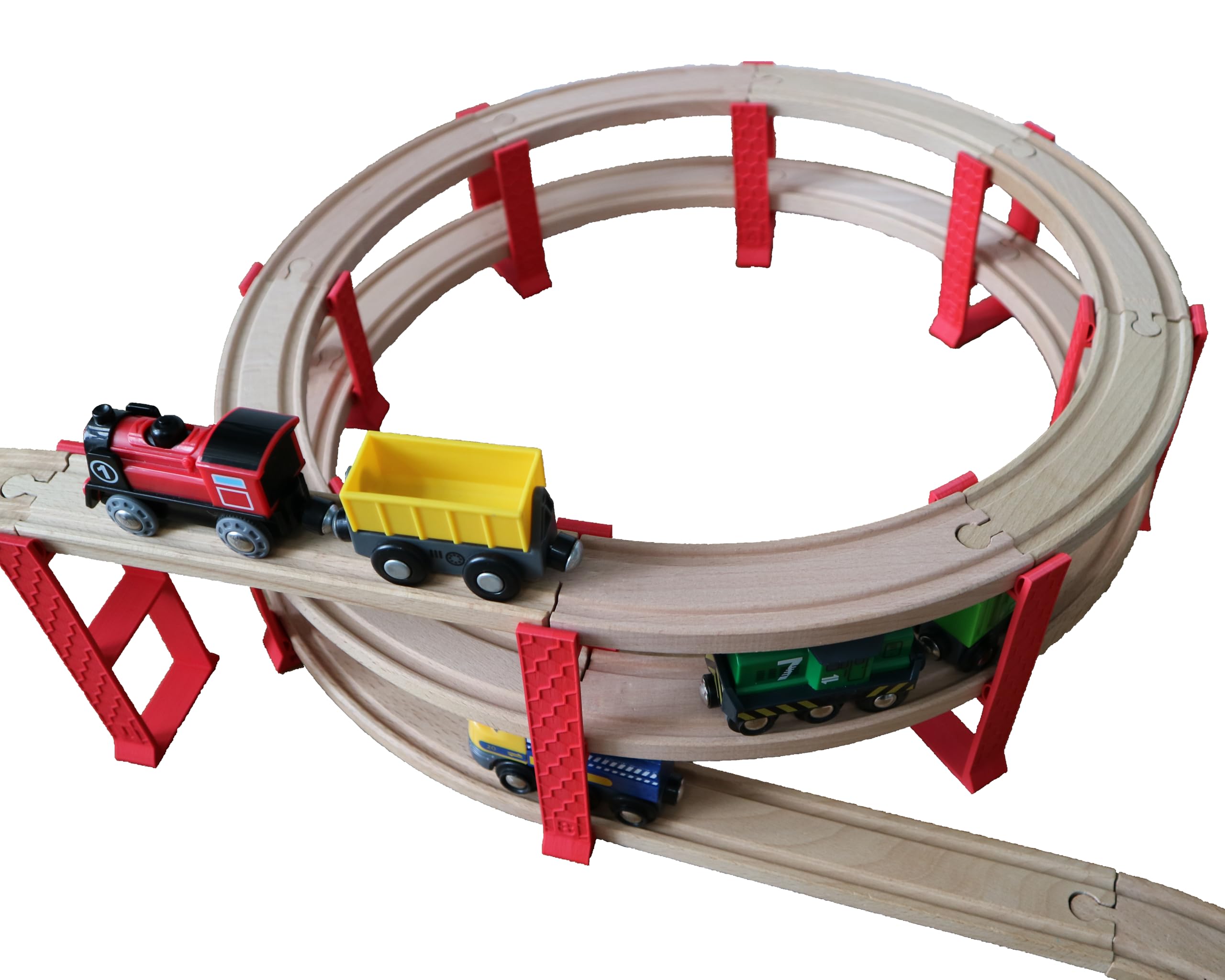 missing piece - Pont en spirale à 3 niveaux pour les chemins de fer en bois