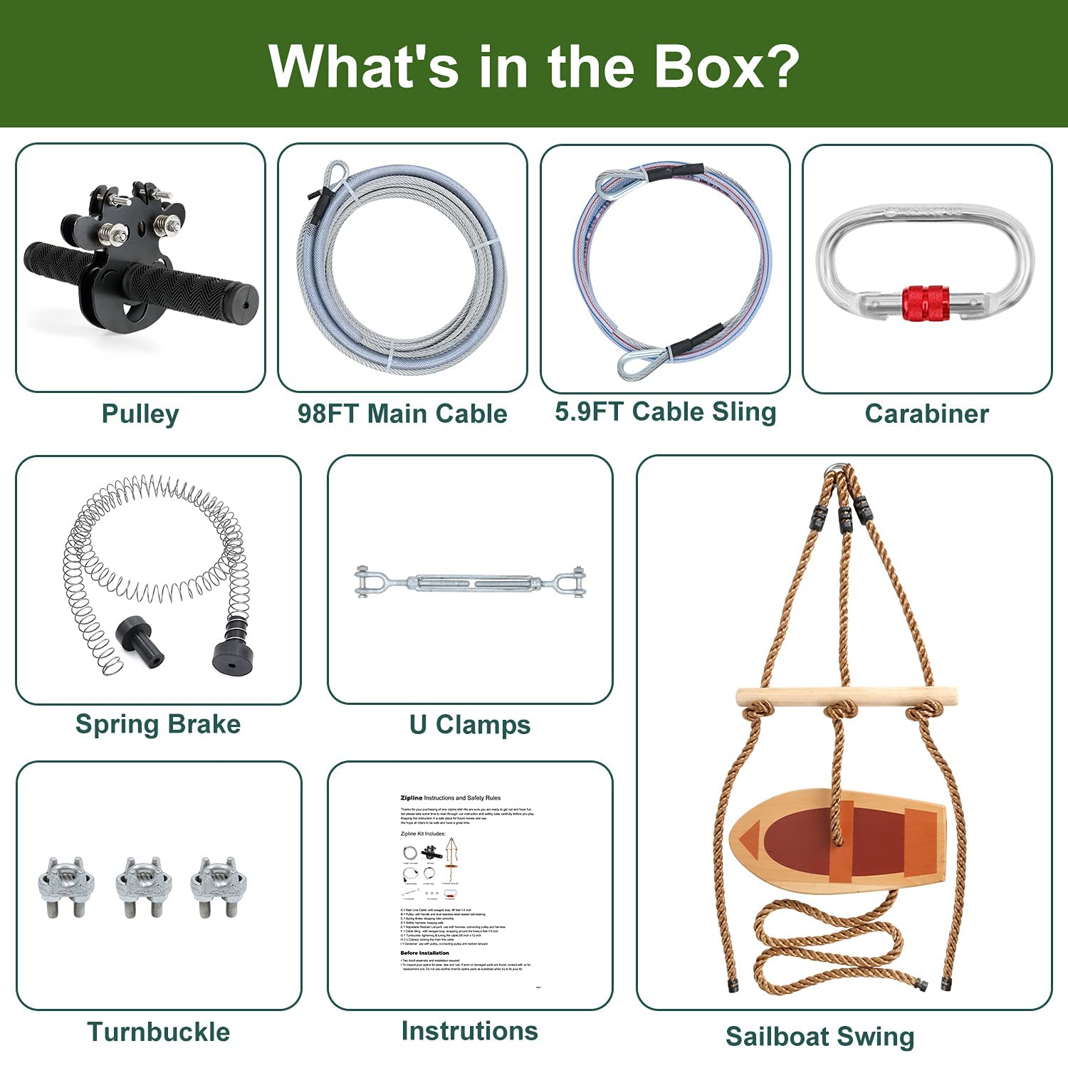 Buy NTR 450 lbs Zipline Kit for Backyard Zip Line for Kids with Multi