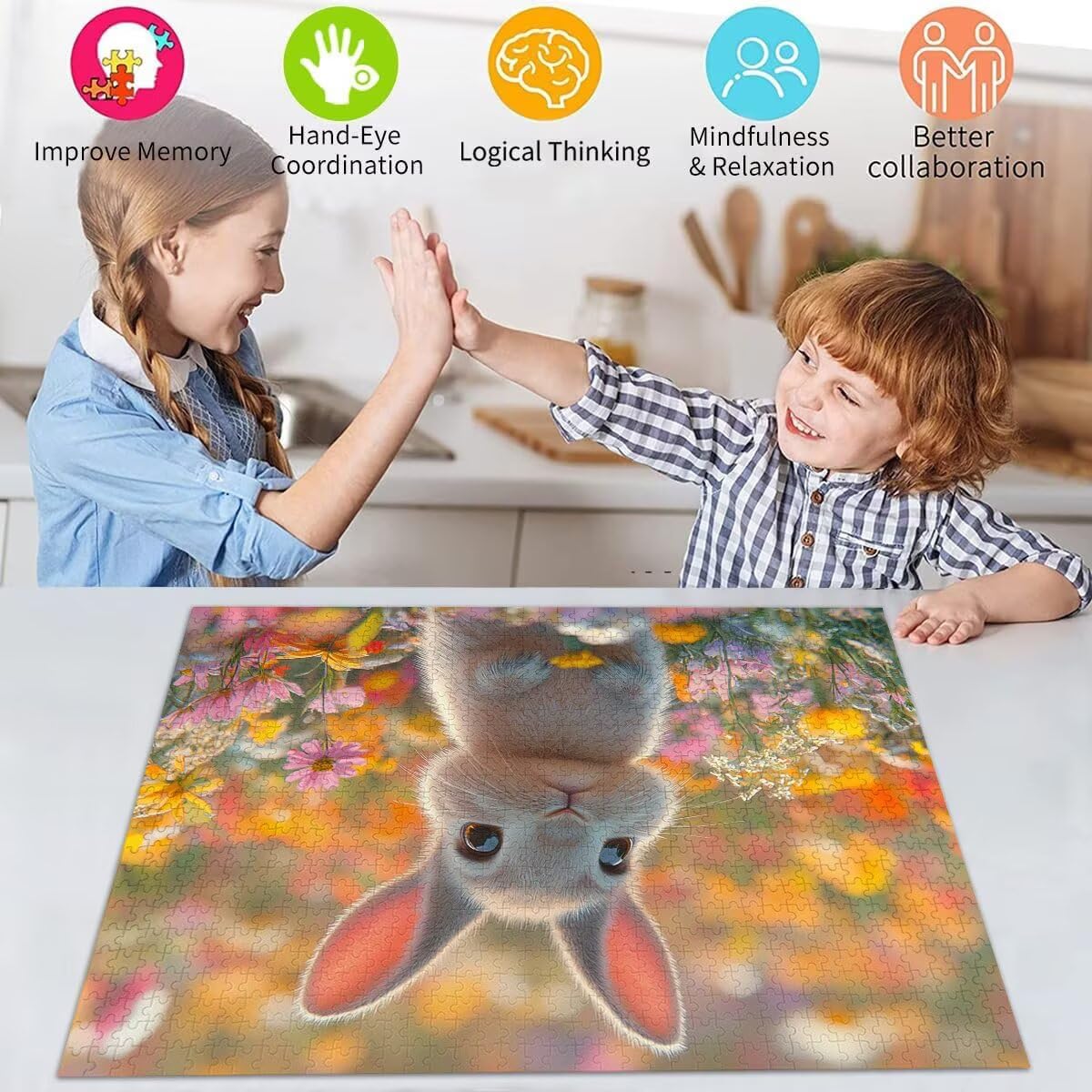 Puzzle Erwachsene 2000 Teile Kaninchen Blume Educa Jigsaw für Kinder ab 8 Jahren Mädchen Jungen, Erwachsene Impossible Klassische Puzzles Schwer, Anspruchsvoll Spielspaß, Als Geschenke 70x99cm t-952