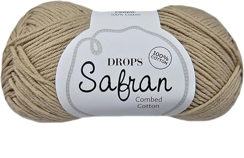 Miniatura 10 de Drops Safran - Hilo de algodón 100% egipcio para tejer y hacer ganchillo, peso deportivo, 2, fino, 5 capas, 1.8 onzas, 175 yardas (71 mazapán)