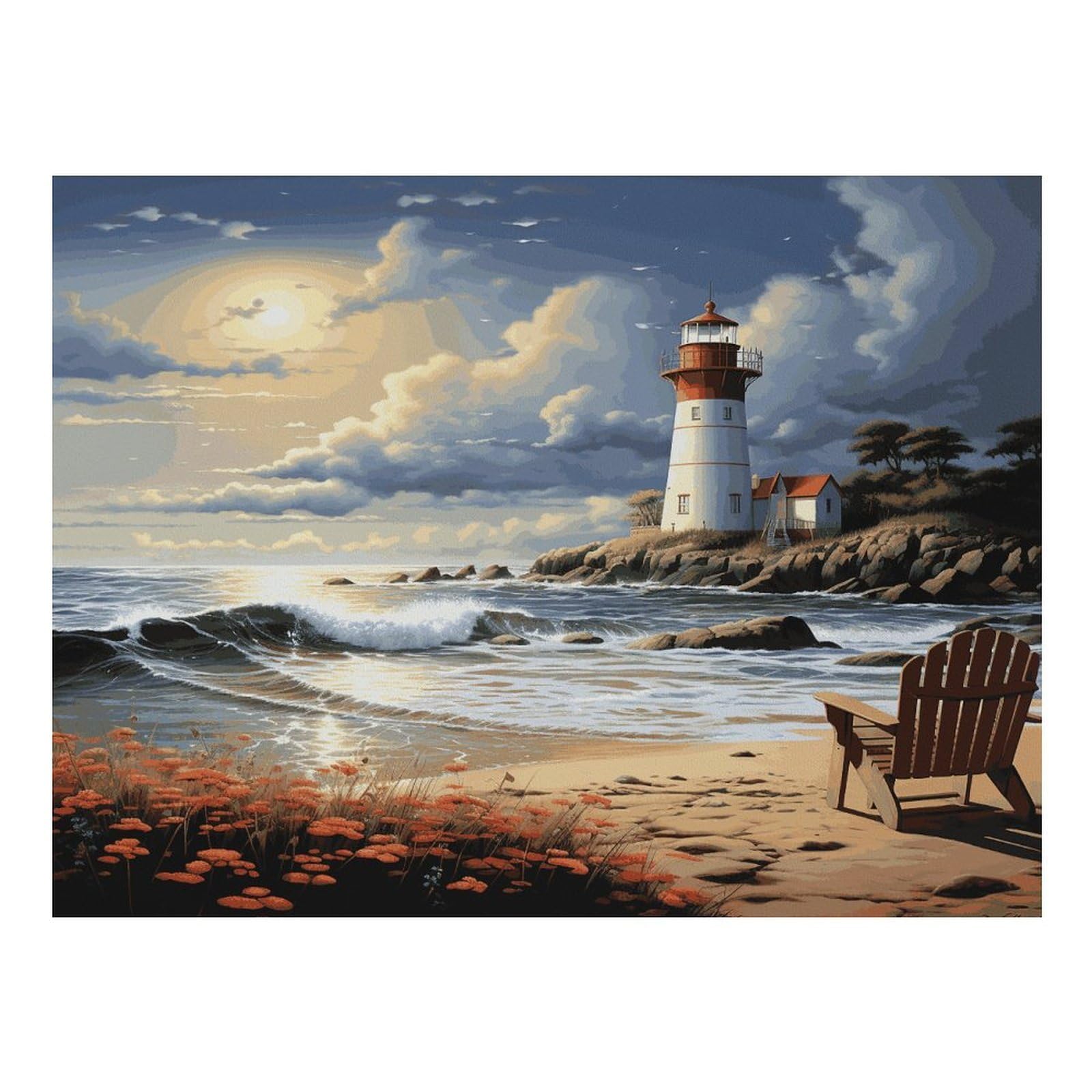 Sea Lighthouse Sandbeach Tapis de nourriture pour chat – Tapis d'alimentation antidérapant pour chien facile à nettoyer pour la nourriture et l'eau, tapis de gamelle pour chien et chat, 61 x 81,3 cm