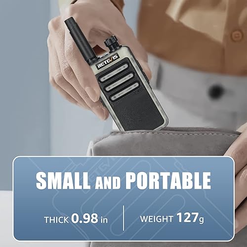 Miniatura 8 de Retevis RB66 Walkie Talkie de 1 hora de carga rápida, radios portátiles FRS bidireccionales con auricular, carga USB-C, linterna, diseño