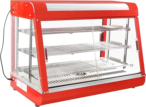 Calentadores de alimentos de 3 niveles, calentador comercial de pizza de 35 pulgadas con calefacción 3D con marco de acero inoxidable, puertas