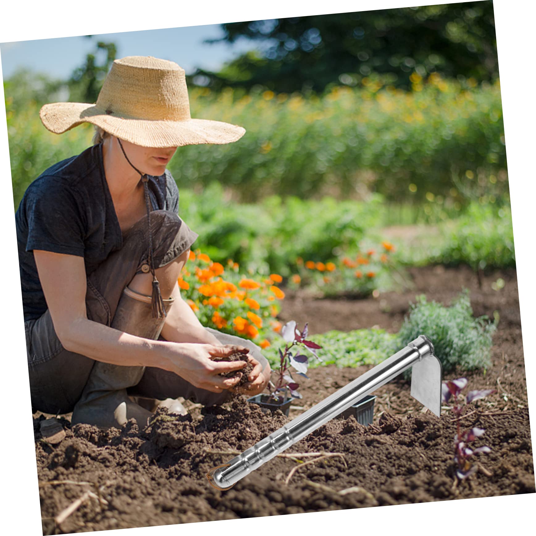 BESPORTBLE Houe De Jardin Houe De Plantation Houe D'ameublissement du Sol Houe D'essouchement Houe en Acier Creuser Le Sol Houe Outil Agricole Houe Portable Acier Inoxydable Outils Agricoles