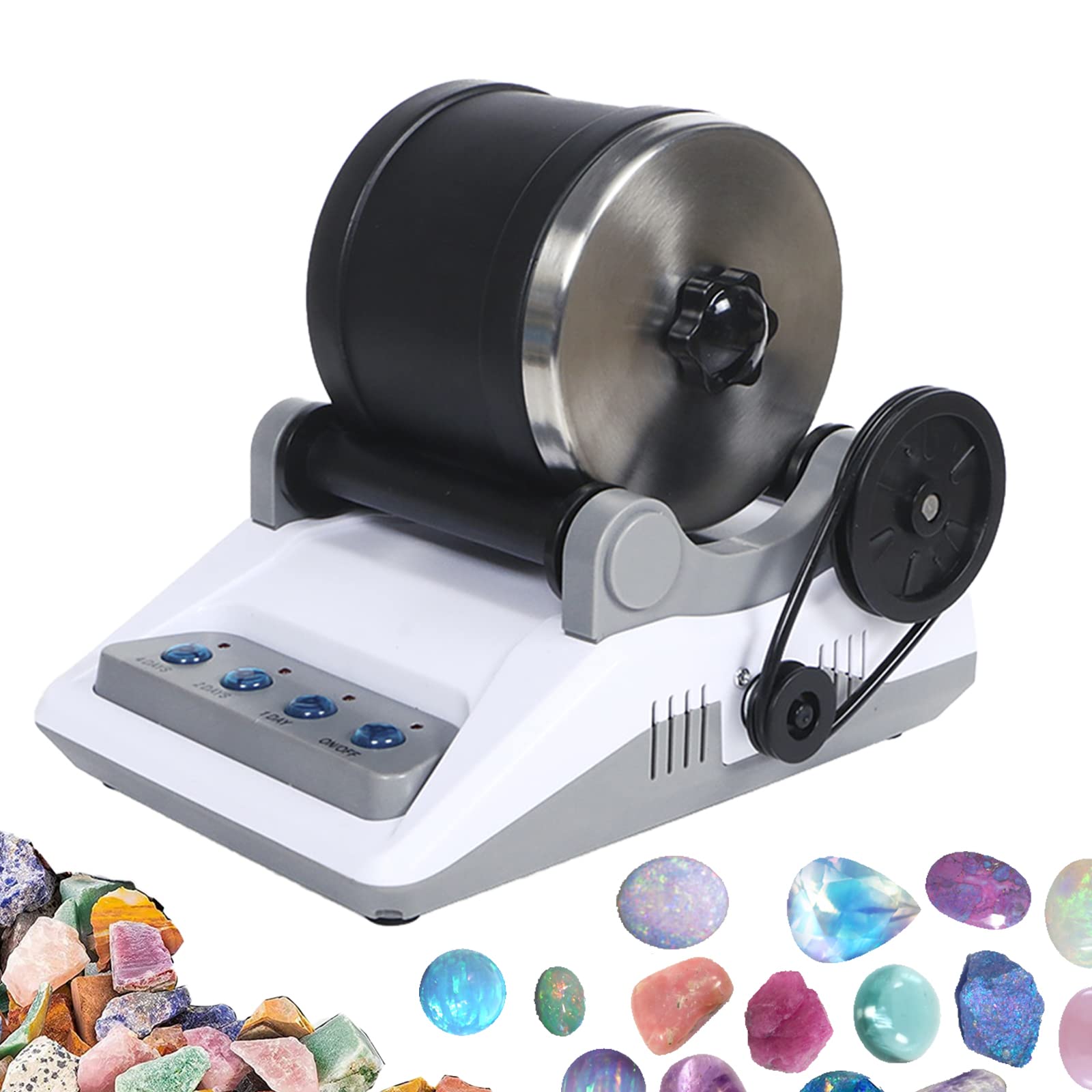 Rock Tumbler Kit, Professionelles Steinbecher Set Poliertrommel Steintrommel Steinschleifmaschine Rock Polisher 7 Tage Zeitmessung Funktion 4 Arten Polierpulver