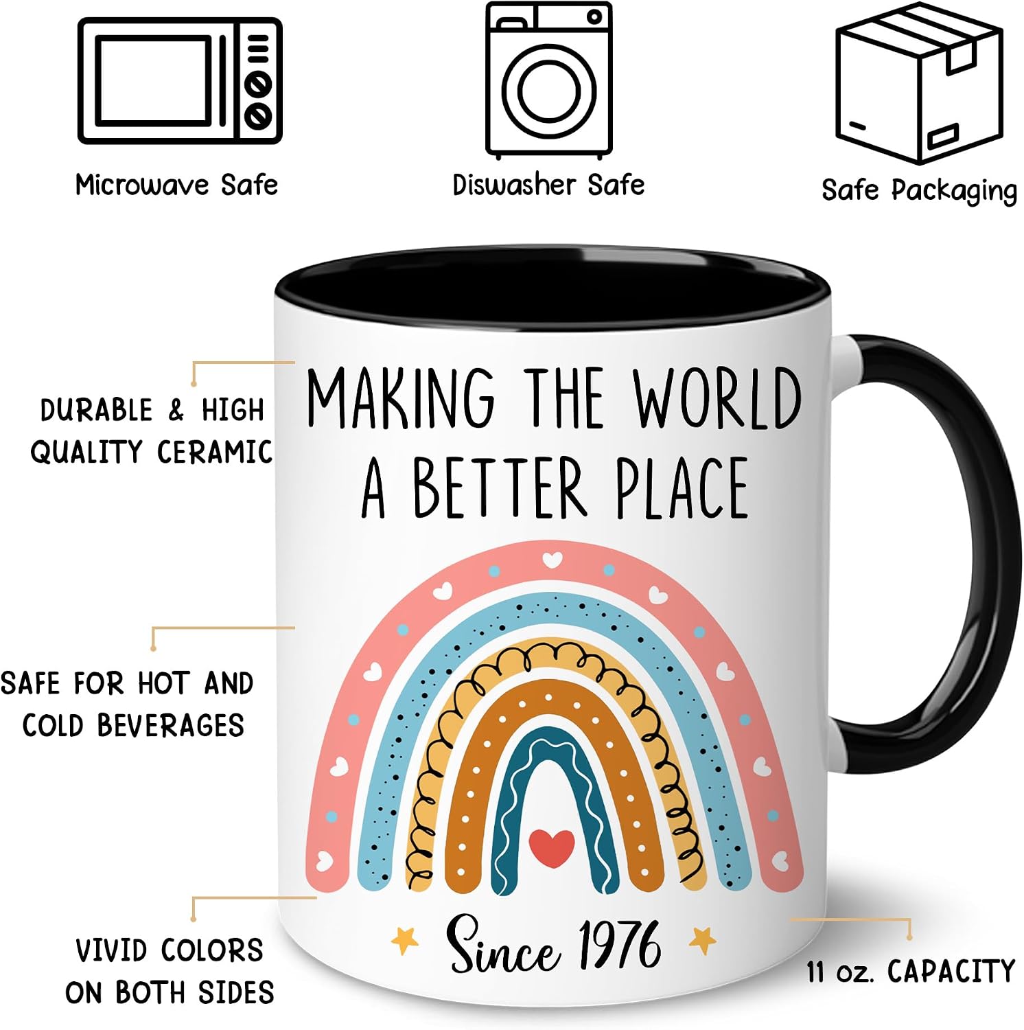 GLAKEUN 50 Birthday Gift for Women, Men - 50th Birthday Gifts for Her - 1976 Mug - 50 Year Old Gifts - Mom, Wife 50th Bday Gift Ideas - Making Since 1976 Coffee Mug - Happy 50s Year Old Celebration