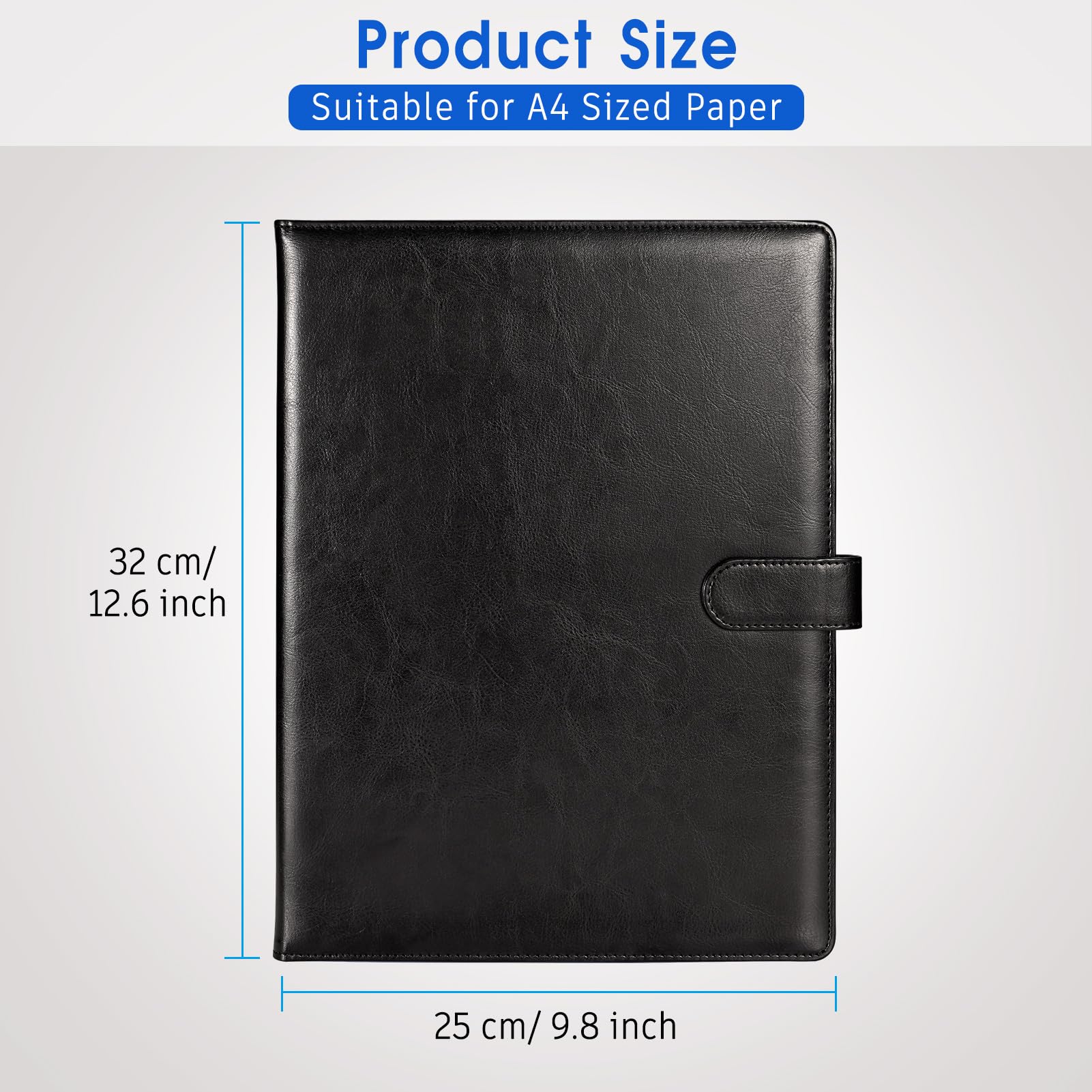 SITHON Portapapeles con Pinza A4, Carpeta Clip Cuero Sintético con Bolsillo Interior, Negro