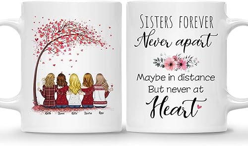 Gossby Taza de café personalizada para hermana, regalo personalizado para hermana para mujeres con diseño y nombre, cumpleaños, Navidad, larga