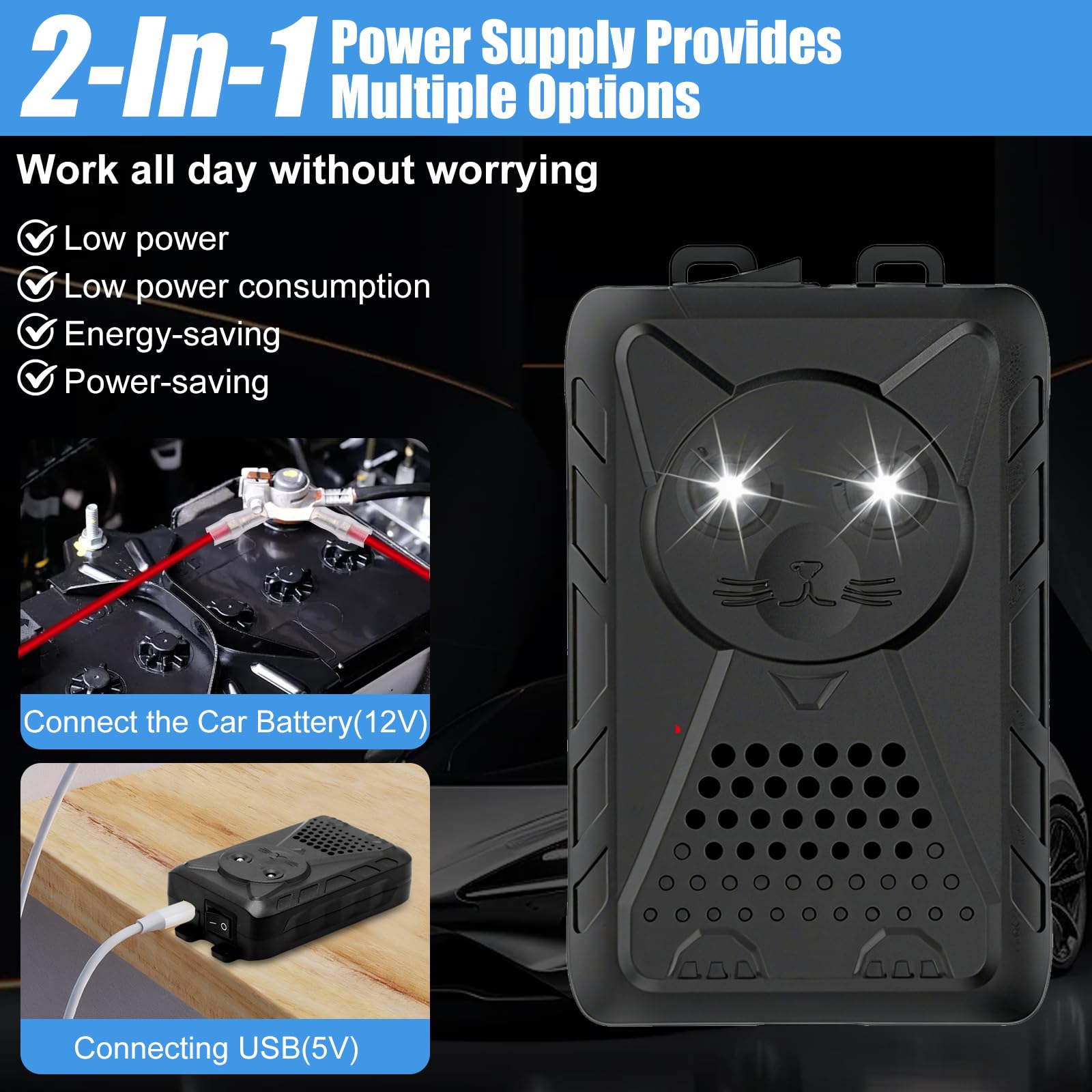 OBEST Repellente Topi per Auto, 2 Pezzi Repellente Martore Auto con Flash, Ultrasuoni per Topi a Batteria, Anti Faine, Donnole, Roditori, Dissuasore per Martore Garage, Casa, Giardino
