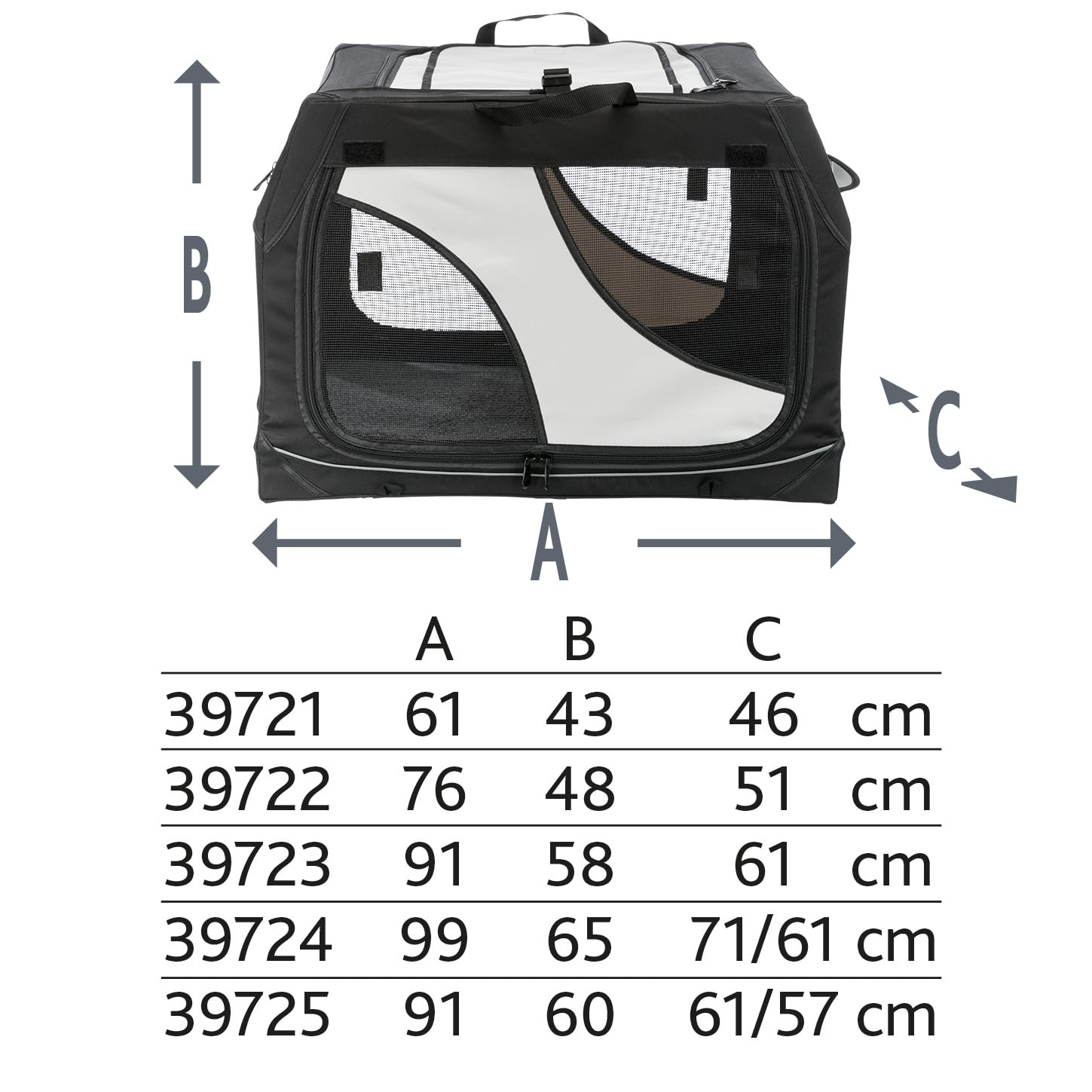Trixie Jaula Nylon Plegable Coche, Vario, Size : 40, M-L, 91x58x61cm