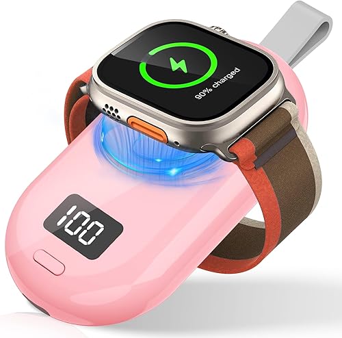 Miniatura 3 de Cargador portátil para Apple Watch, color negro y rosa, compatible con todas las series de Apple Watch 987654Ultra