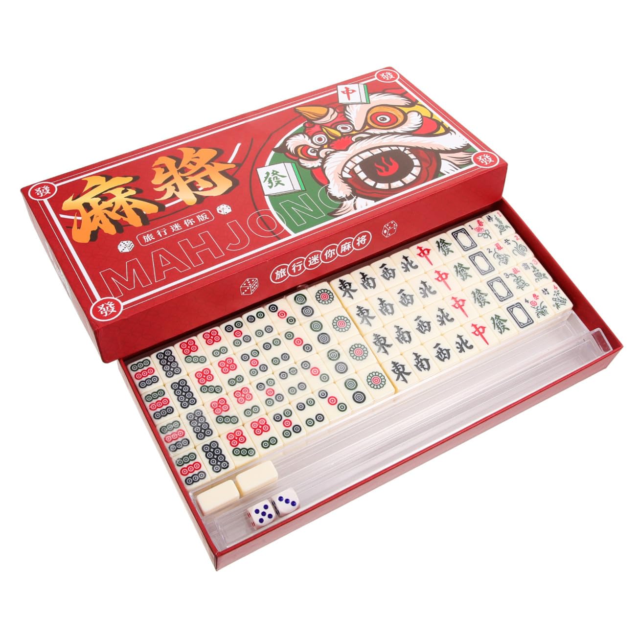 Levemolo Tragbares Kleiner Mahjong Spiel aus Melamin und PVC Kleines Weißes Reise Mahjong Satz mit Kompletten Zubehör für Outdoor und Riegel