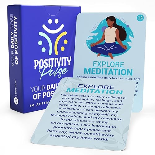 Pulso de positividad: 50 tarjetas de autocuidado y alivio del estrés para la ansiedad - Meditación consciente, técnicas de reflexión y afirmación -