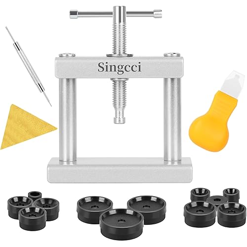Watch Press Tool Set, Watch Press Set Back Case Closer with 12 Molds, Watch Battery Replacement，Watch Back Case Closer for Closing Caps, with Instructions