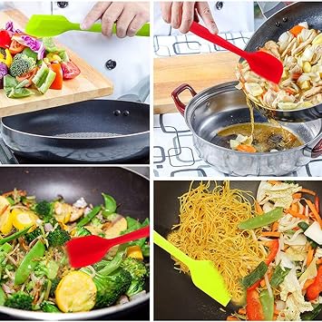 Silicone Spatula Set of 4-500°F Heat Resistant Seamless Rubber Spatulas with Stainless Steel Core Kitchen Utensils Non-Stick for Cooking, Baking and Mixing (26cm / 10.2inch)