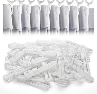 Sturdy Plastic Curtain Hooks 50PCS Adjustable Pinch Pleat Hooks for Drapes, Ratchet System Pinch Pleat Curtain Hooks for Window Door Shower Curtain (85mm/3.35inch)